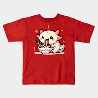 adorable axolotl ramen noodles Kids T-Shirt